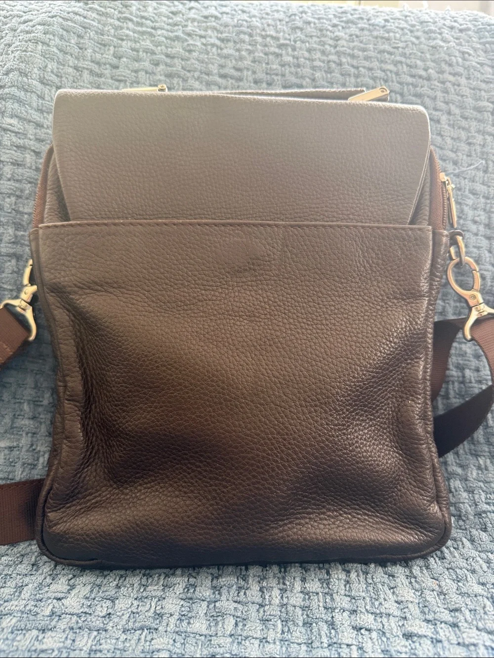 Grane Brown Leather Messenger Bag with Adjustable Strap